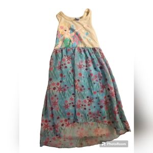 Disney's Frozen Elsa Princess Colorful Floral Hi-low Dress w/ Lining sz Med